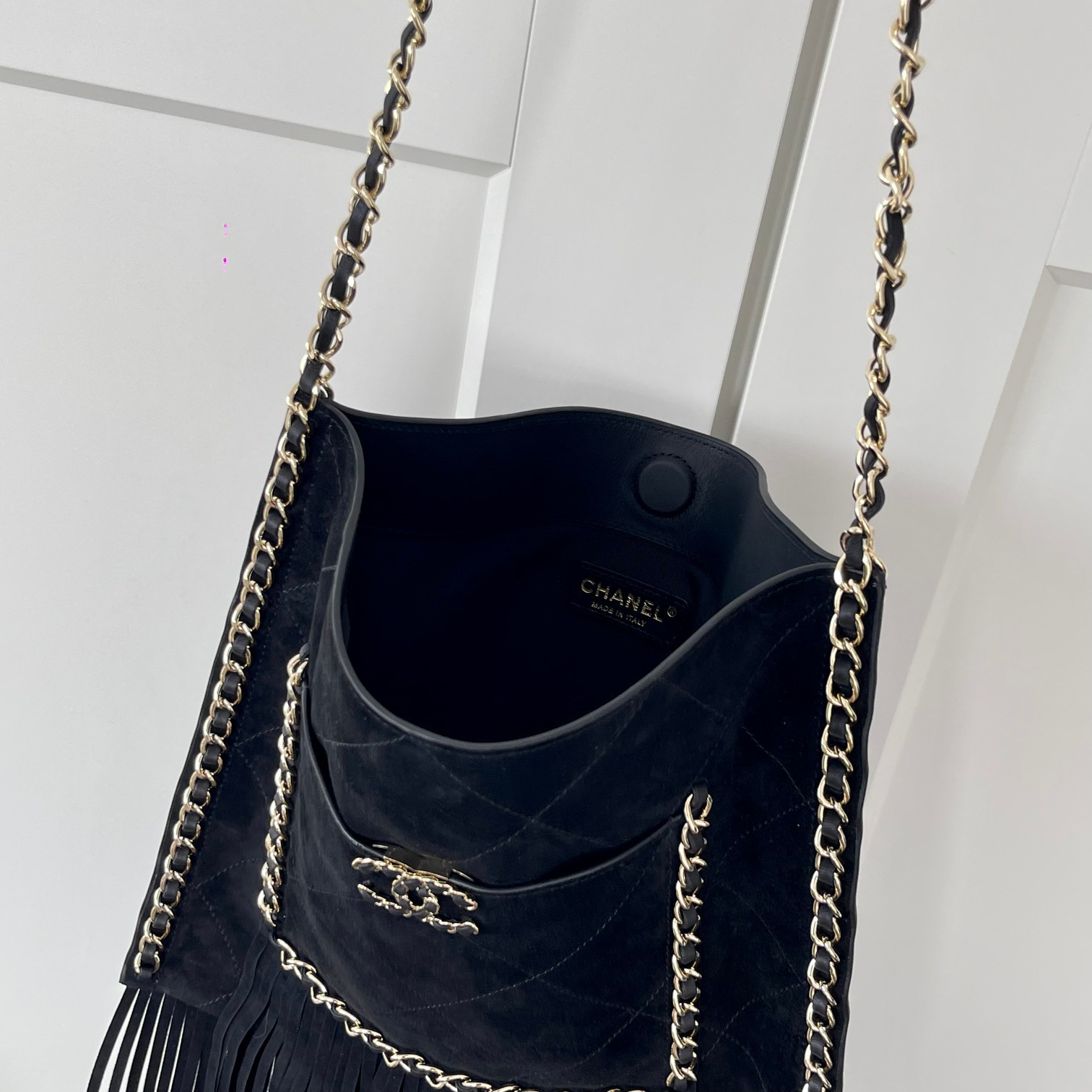 Ch**el cc fringe shopping bag 30x31cm