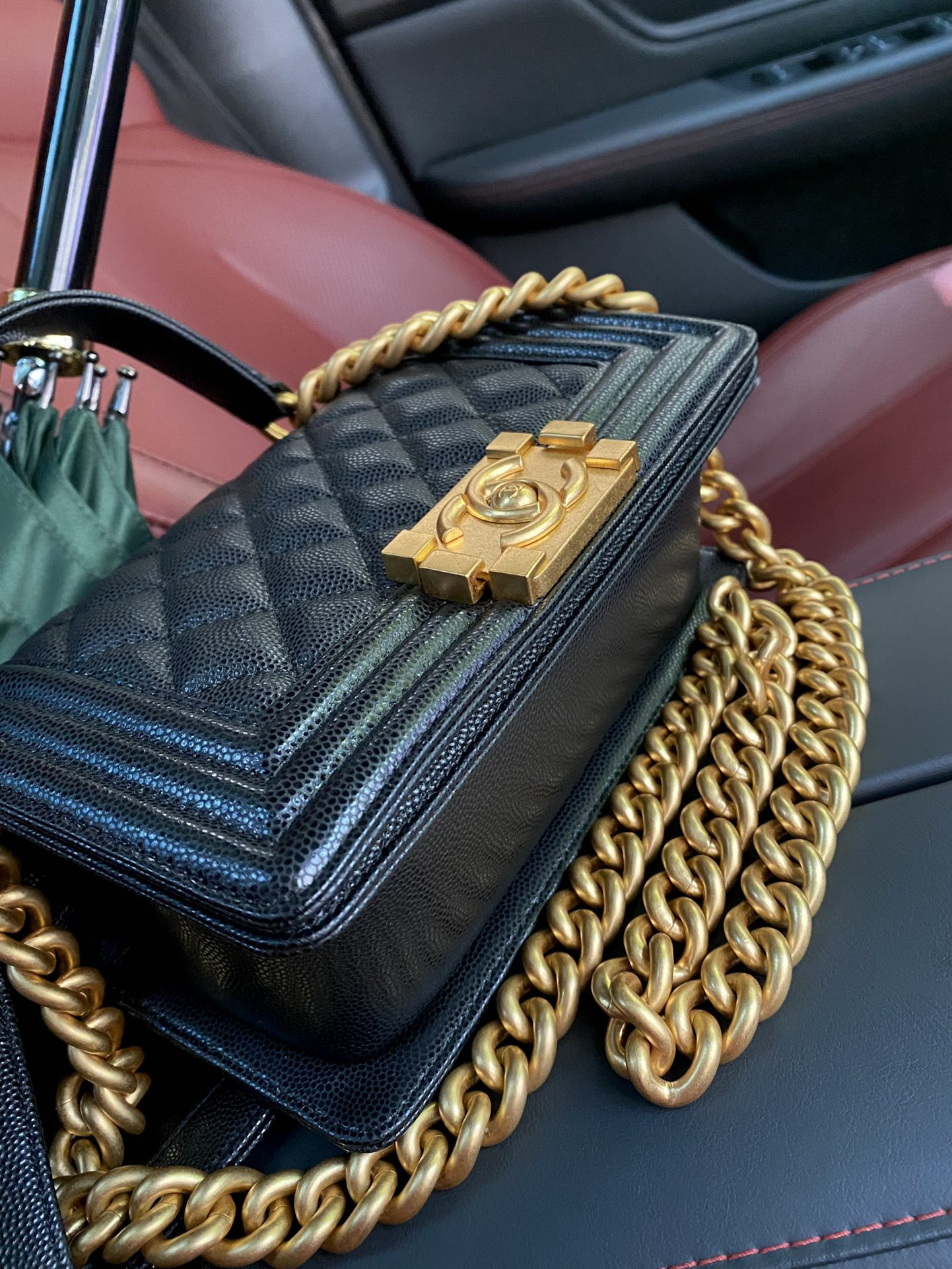 Ch**el small boy handbag a67085 12x20.5x8.5cm
