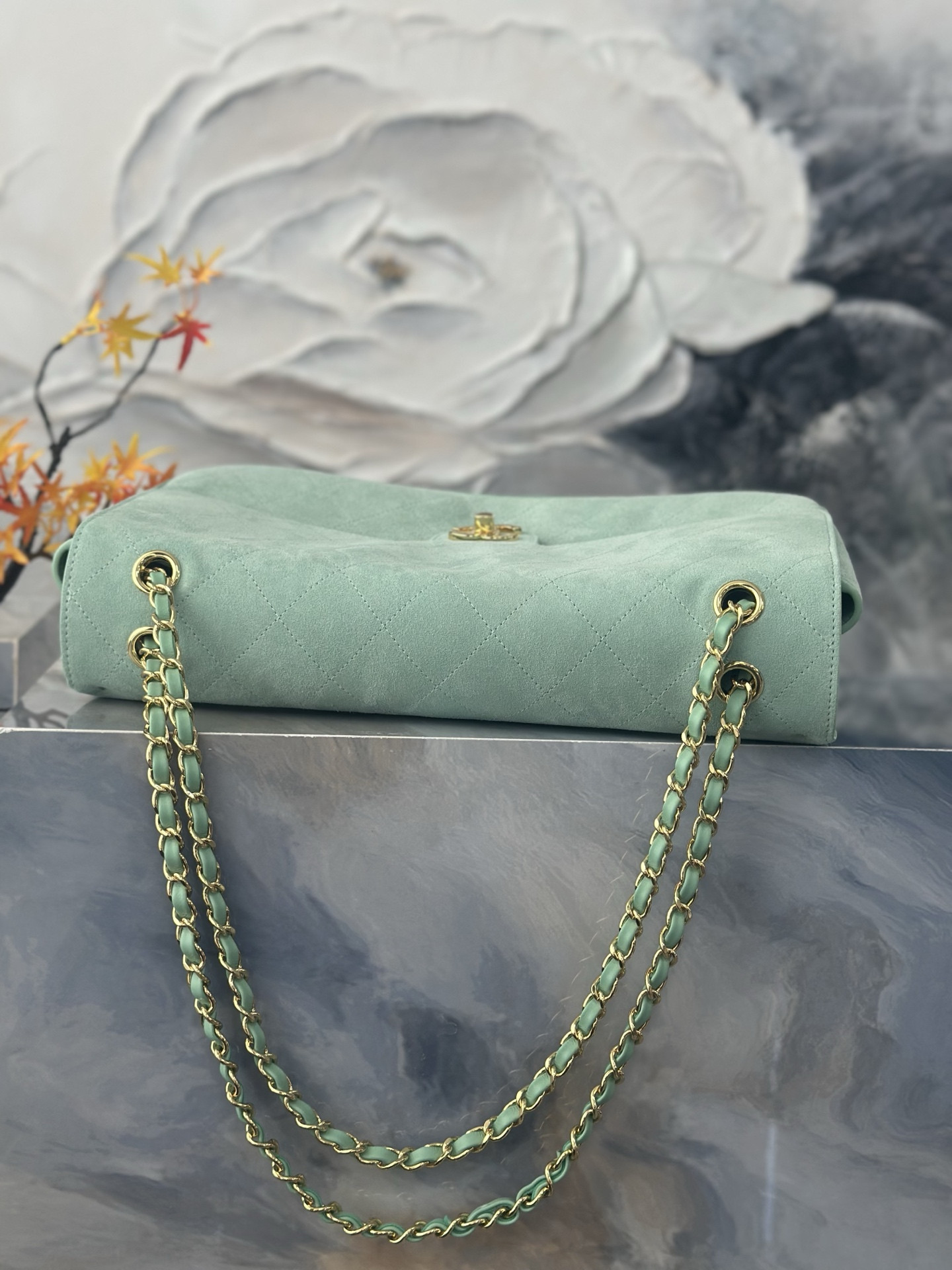 Ch**el maxi flapbag gold hardware as6281 19.5x32x10cm
