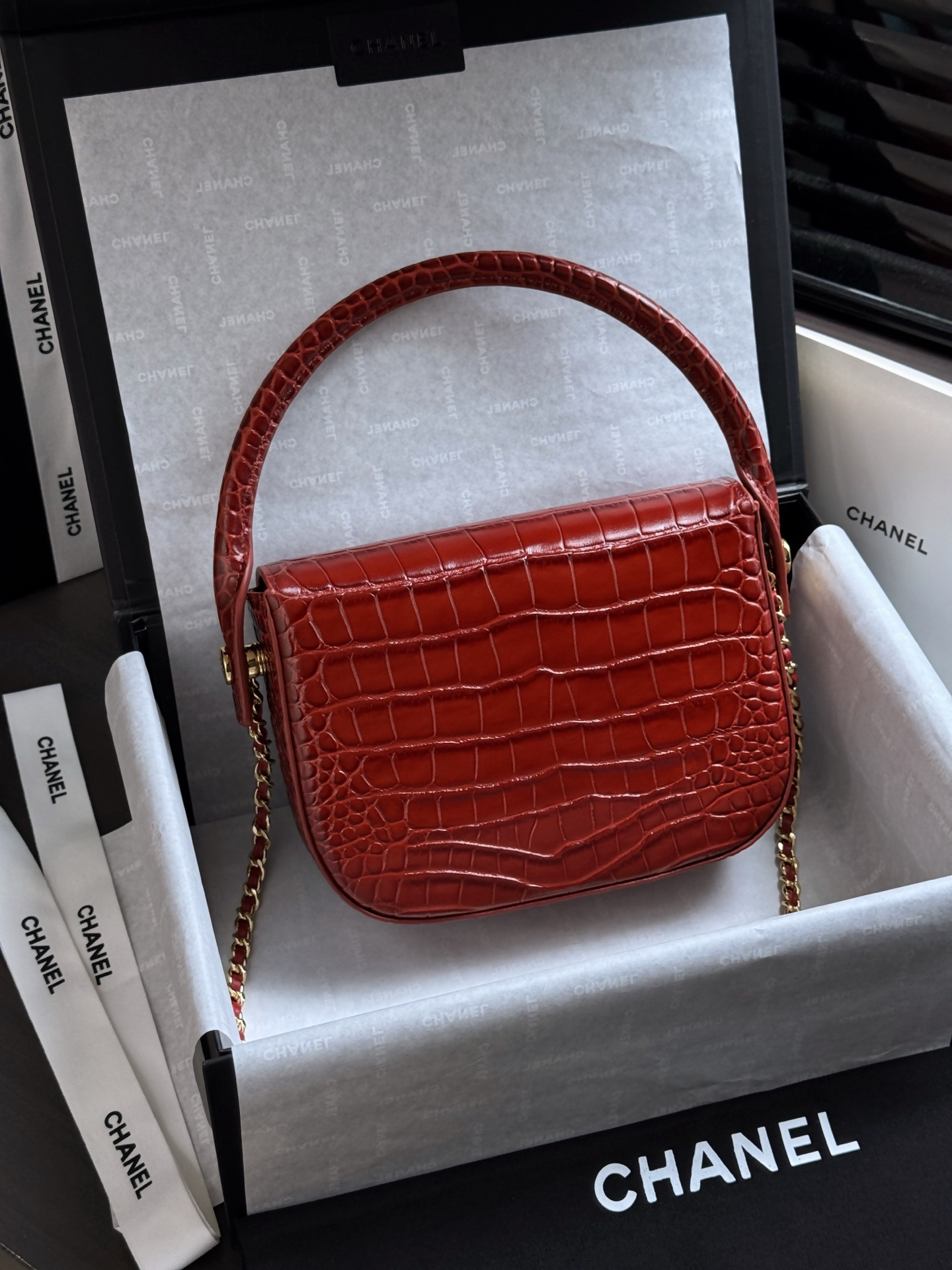 Ch**el mini flap bag with handle as6424 14.5x19.5x5cm
