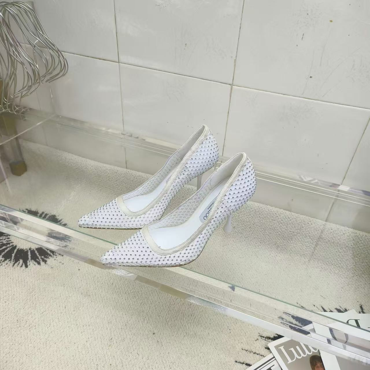 UA J1m*y Ch00 White Mesh Pumps