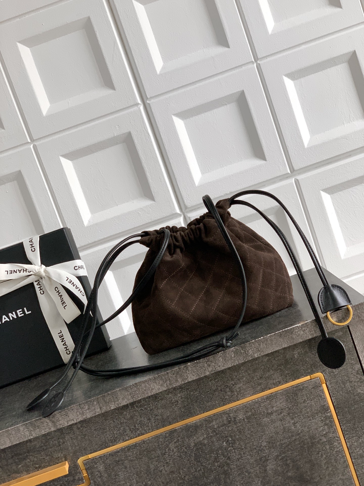 Ch**el clutch with leather strap ap5227 17x22x8cm