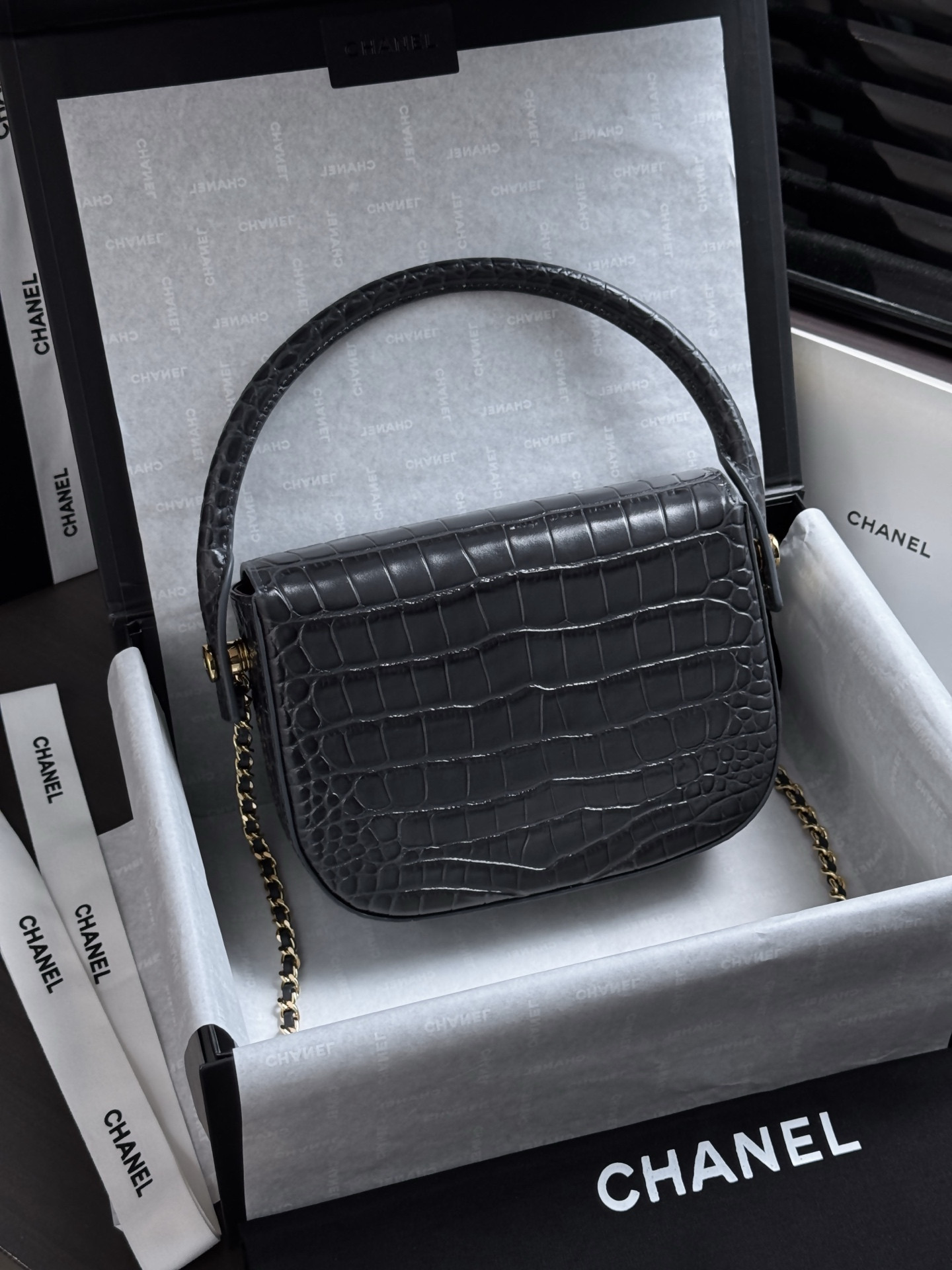 Ch**el mini flap bag with handle as6424 14.5x19.5x5cm