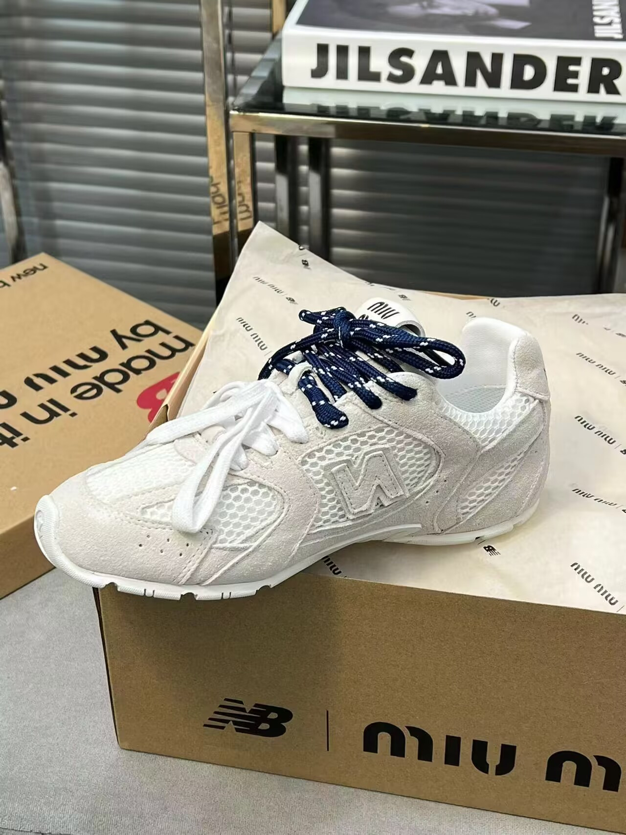ua m1v m1v x new Ba1an*e 530 sl suede and mesh sneakers