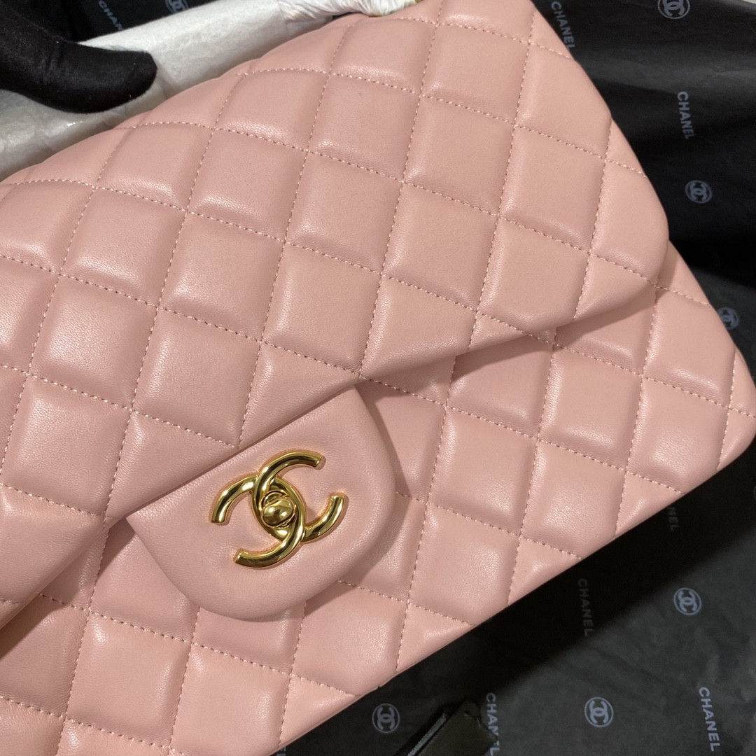 Ch**el CLASSIC FLAP JUMBO 30CM CF PINK GOLD 7.6 × 11.7 × 3.9 in