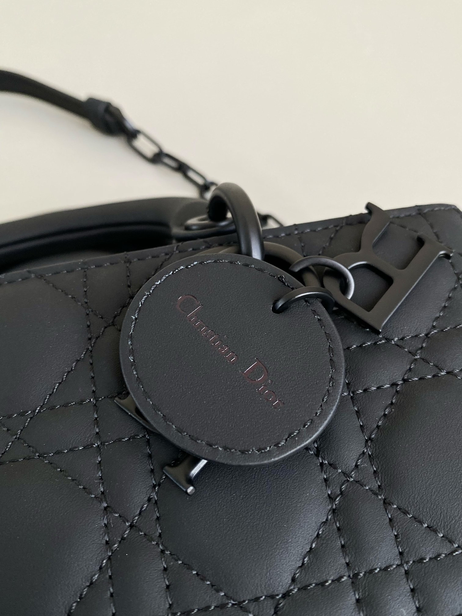 D10r SMALL LADY D-JOY BAG Ultramatte Black Cannage Calfskin