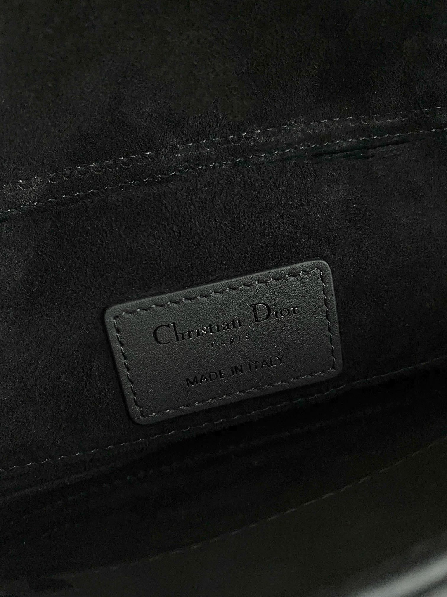 D10r SMALL LADY D-JOY BAG Ultramatte Black Cannage Calfskin