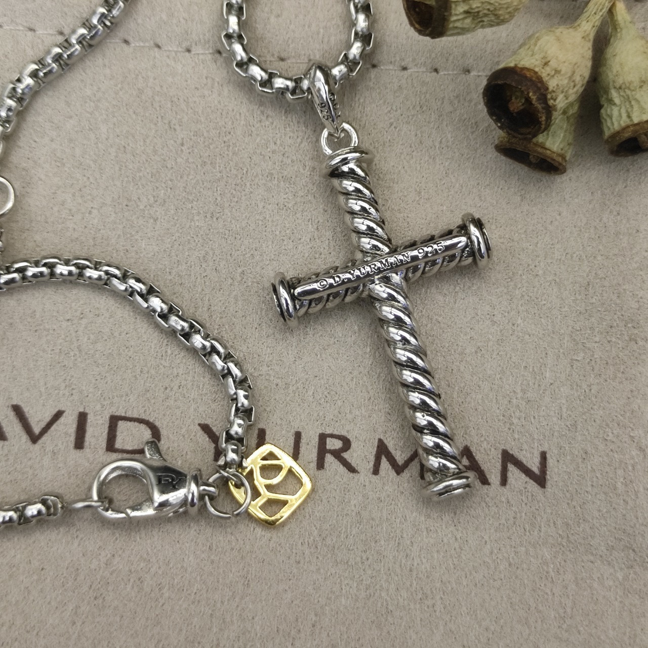 dau1d Yvrm*n cross necklace(chain length 50+5cm delay chain chain thickness 3mm)