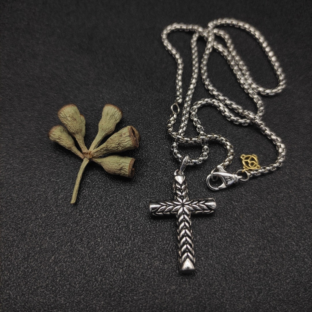 dau1d Yvrm*n cross necklace(chain length 50+5cm delay chain chain thickness 3mm)