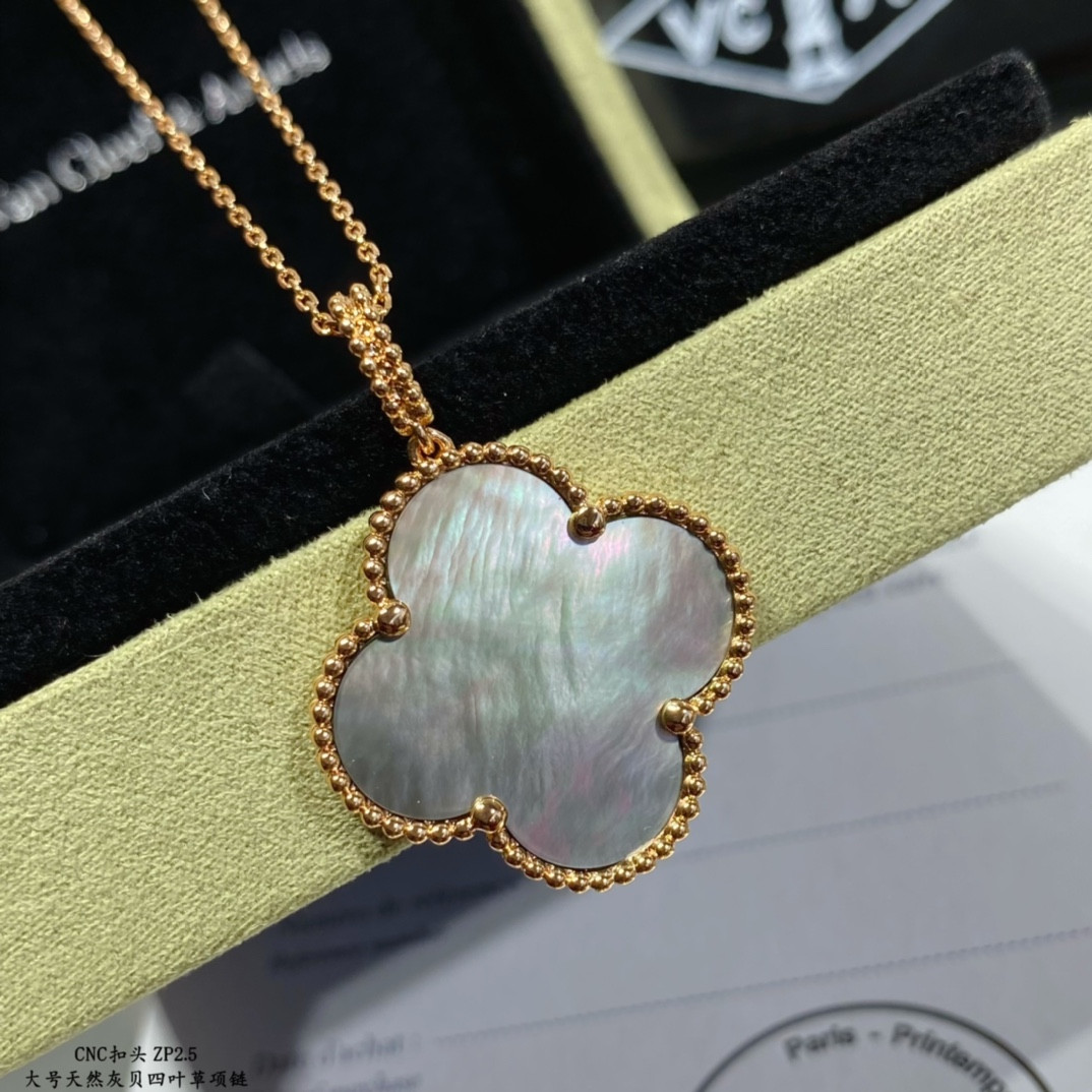 V*n Cl**f & Arpels Large Four Leaf Clover Necklace Diameter approx 2.5cm,Chain length approx 80cm
