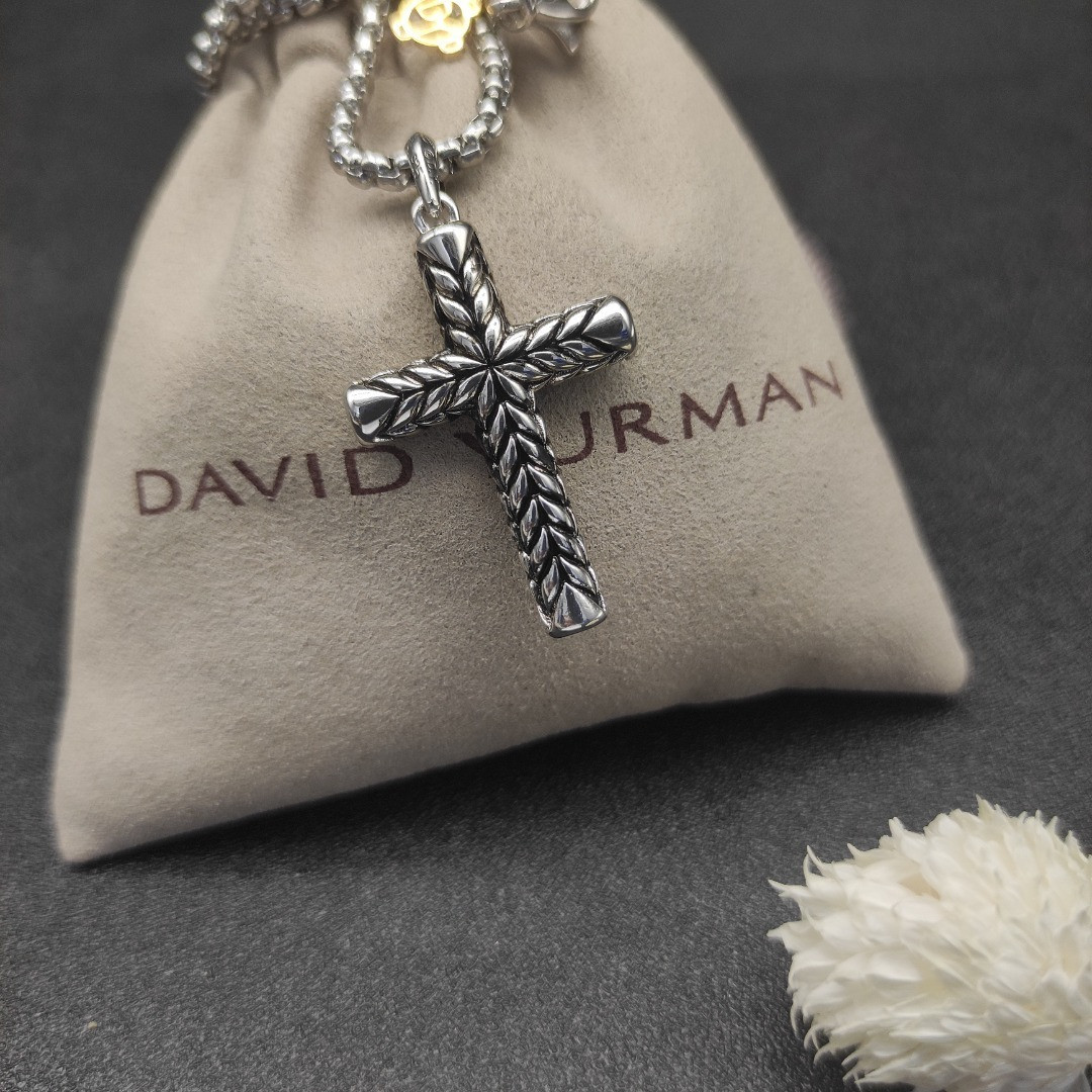 dau1d Yvrm*n cross necklace(chain length 50+5cm delay chain chain thickness 3mm)