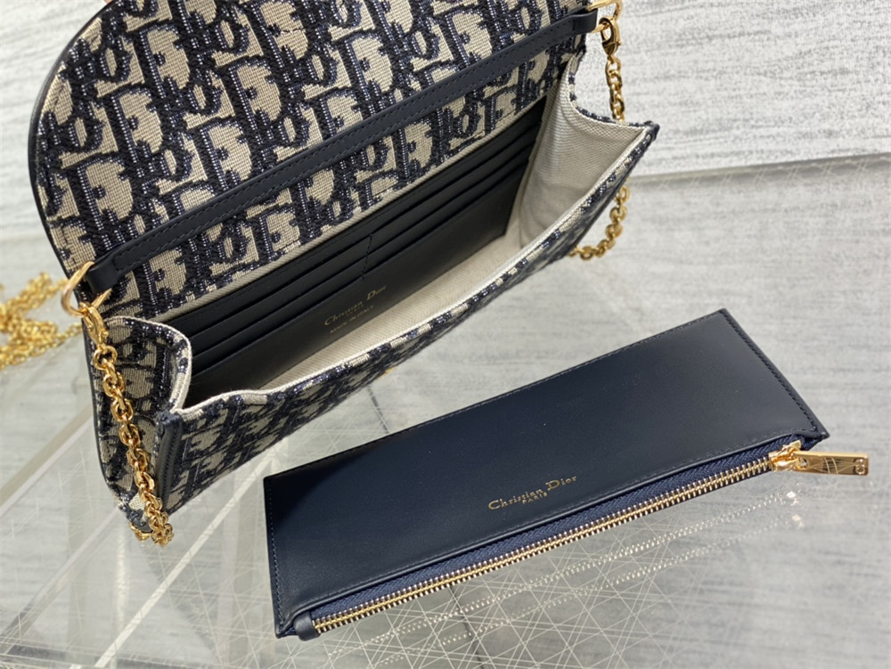 D10r BOBBY EAST-WEST POUCH WITH CHAIN classic monogram pattern