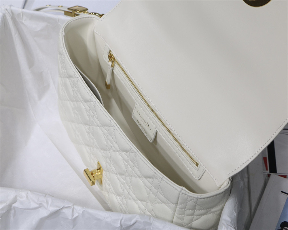 SMALL D10r CARO BAG Ivory S*pple Cannage Calfskin 20 x 12 x 7 cm