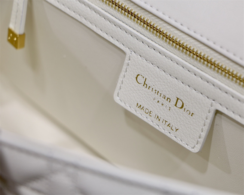 SMALL D10r CARO BAG Ivory S*pple Cannage Calfskin 20 x 12 x 7 cm