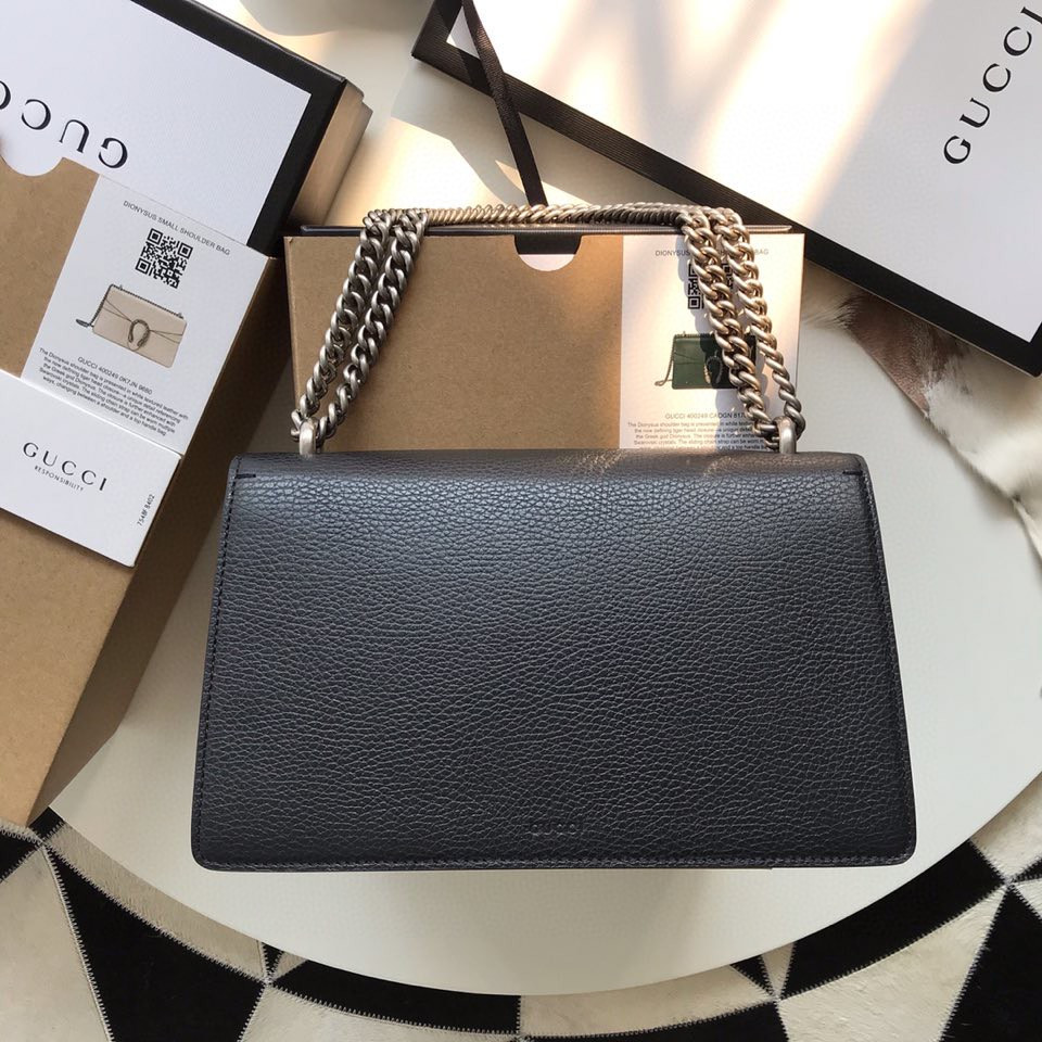 Gvc*1 DIONYSUS LEATHER SMALL RECTANGULAR BAG BLACK 28x17x9cm