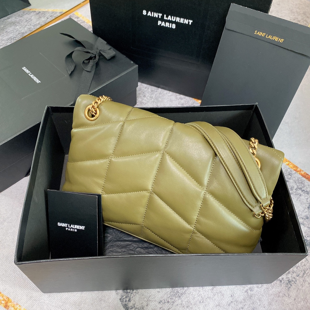 Y51 PUFFER SMALL IN NAPPA LEATHER DARK GREEN 11.4 X 6.6 X 4.3 INCHES