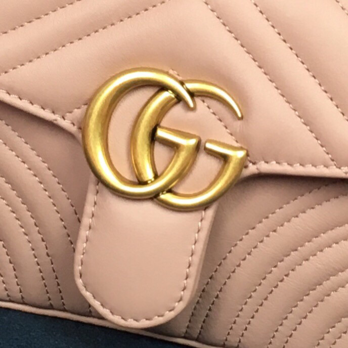 Gvc*1 GG MARMONT MATELASSÉ MINI BAG PINK 8.5"W x 5"H x 2.5"D