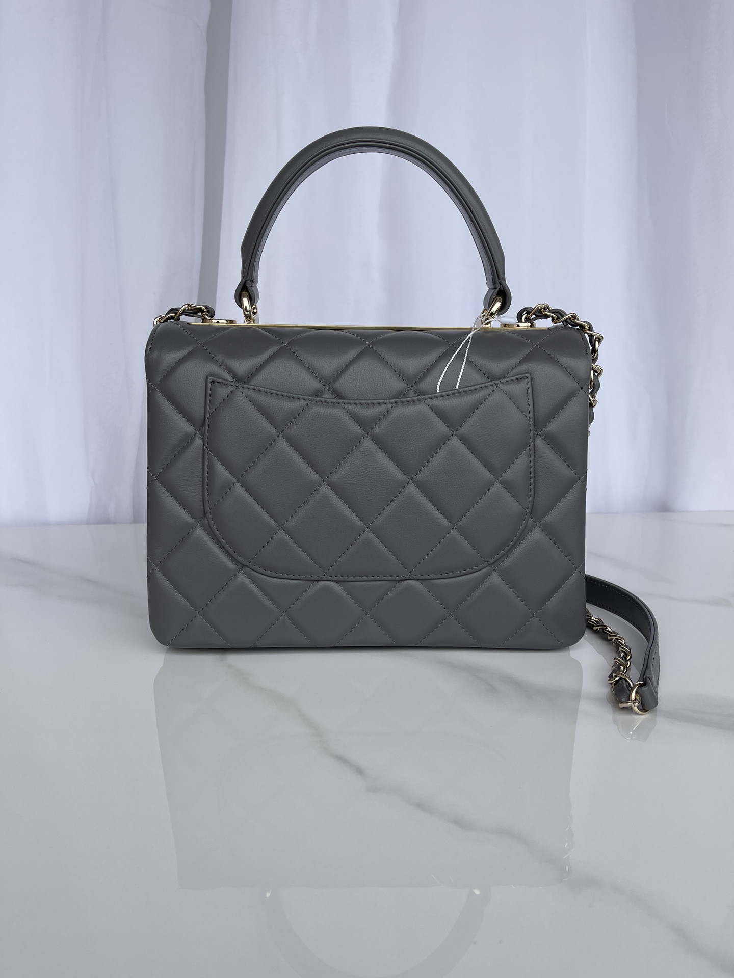 Ch**el FLAP BAG WITH TOP HANDLE 6.6 × 9.8 × 4.7 in