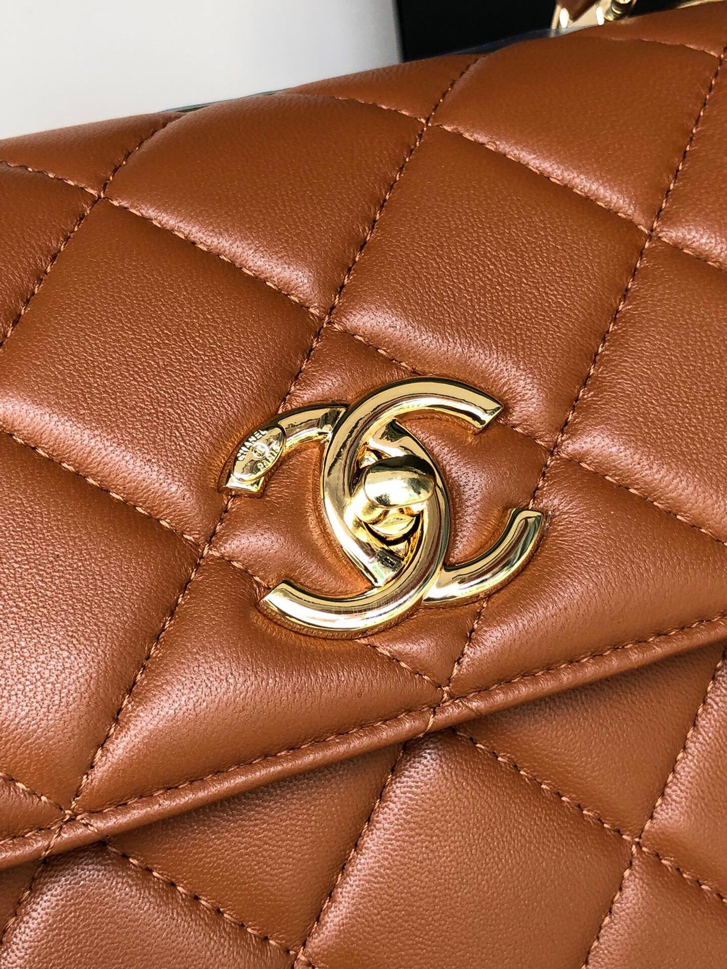 Ch**el FLAP BAG WITH TOP HANDLE 6.6 × 9.8 × 4.7 in