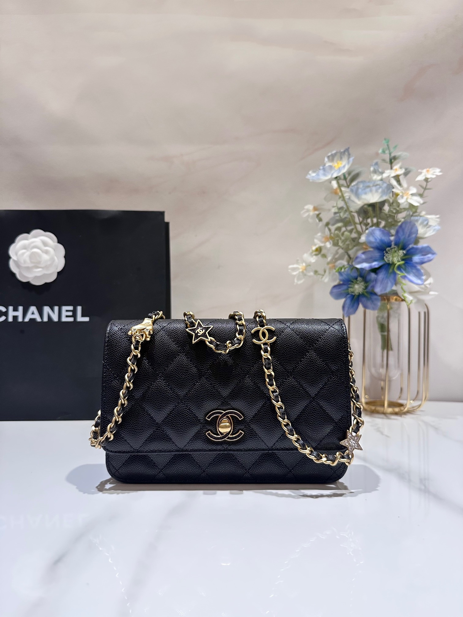 Ch**el CLASSIC WALLET ON CHAIN 4.8 × 7.5 × 1.4 in