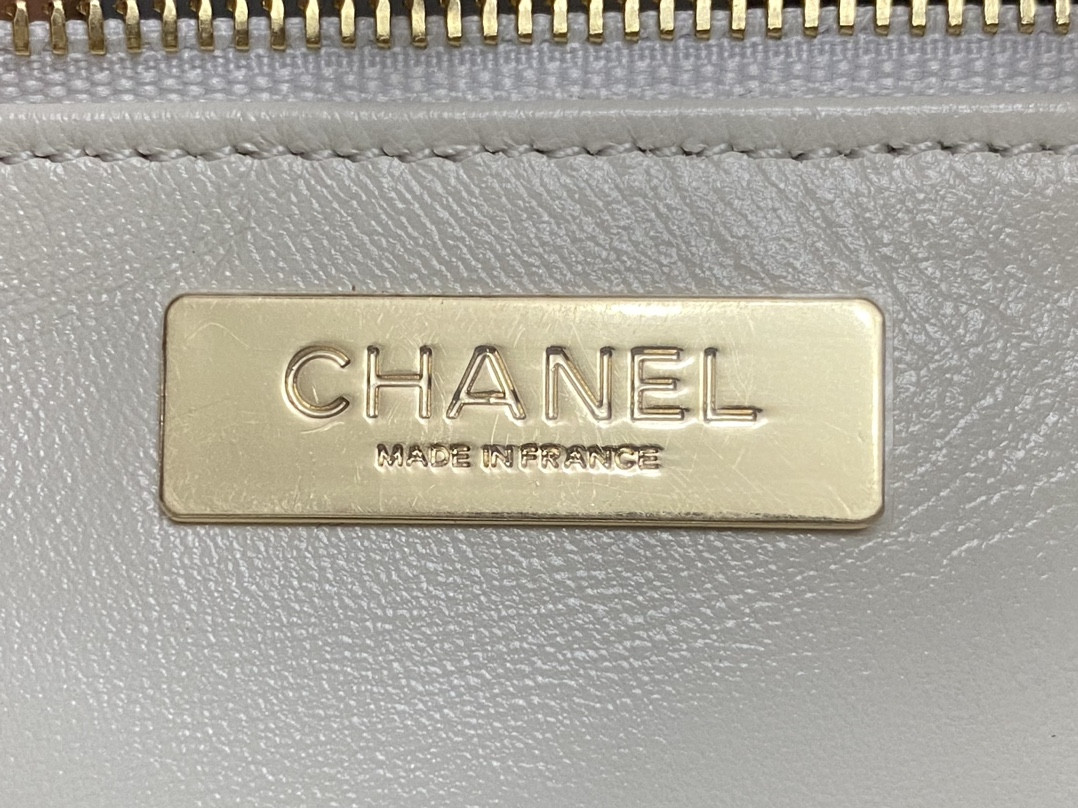 Ch**el SHOPPING BAG Shiny Lambskin & Gold-Tone Metal 11.7 × 11.3 × 3.5 in
