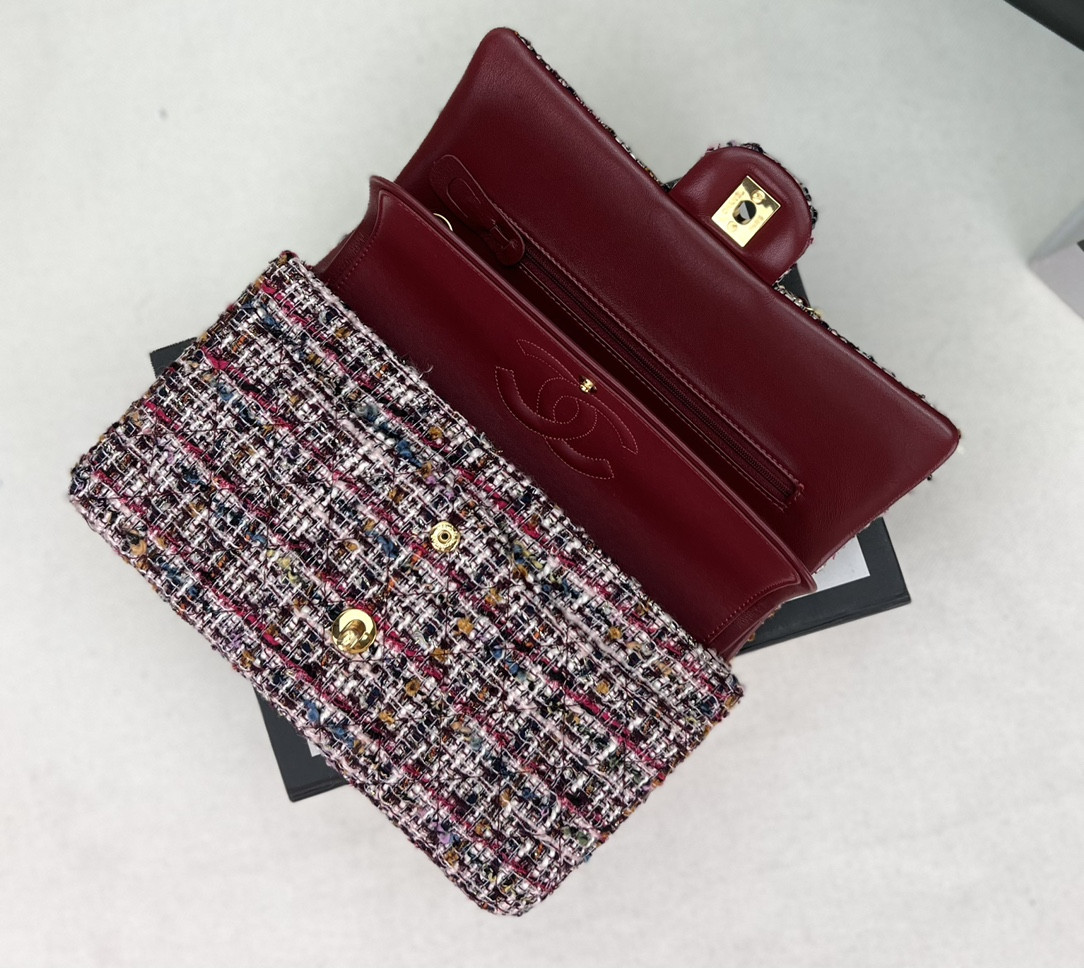 Ch**el classic 11.12 handbag tweed & gold-tone metal 6 × 9.9 × 2.5 in