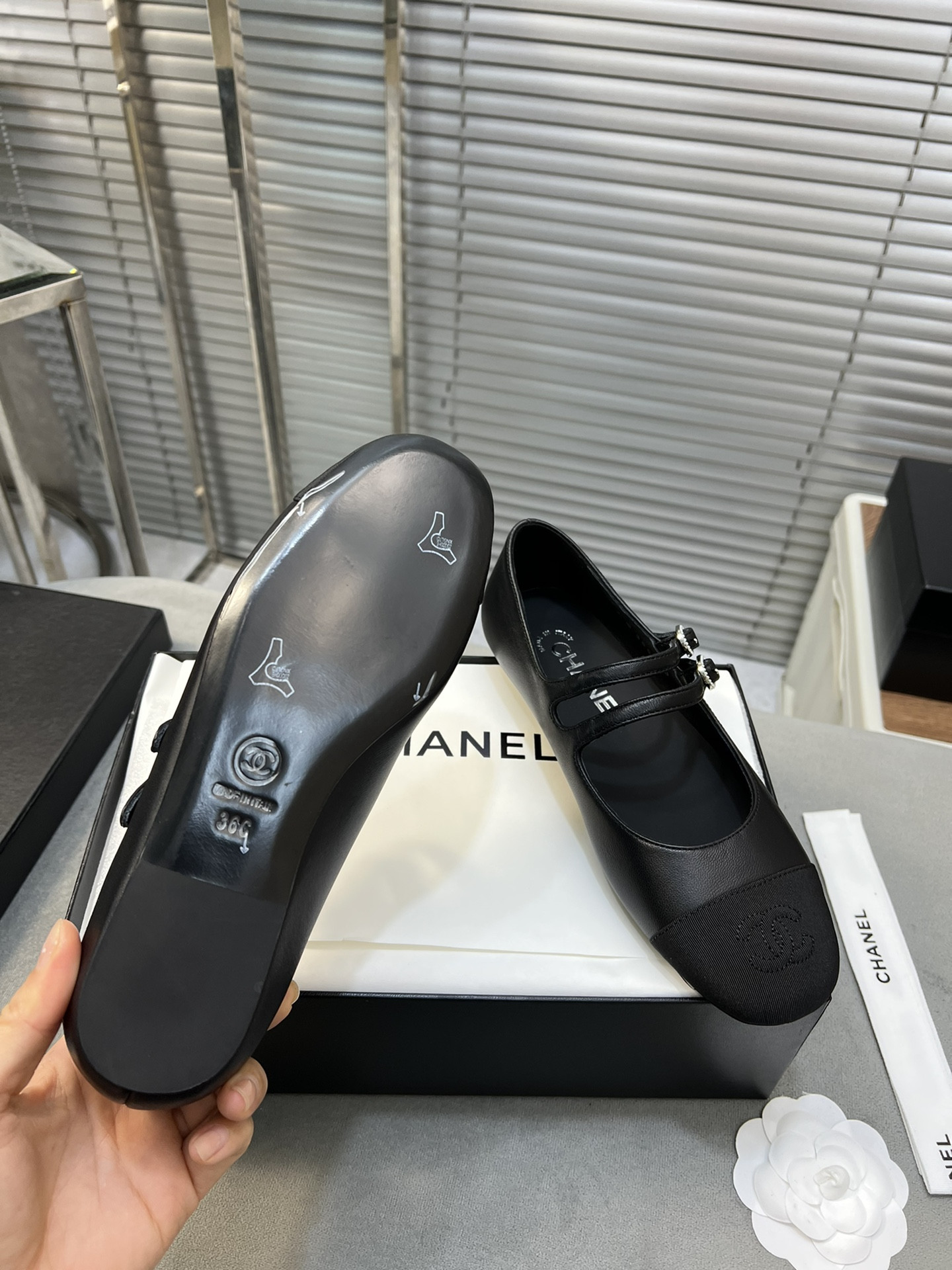 UA Ch**el MARY JANES  Lambskin & Grosgrain