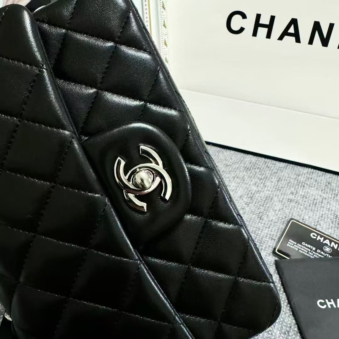 Ch**el MINI FLAP BAG BLACK 12 × 20 × 6 cm