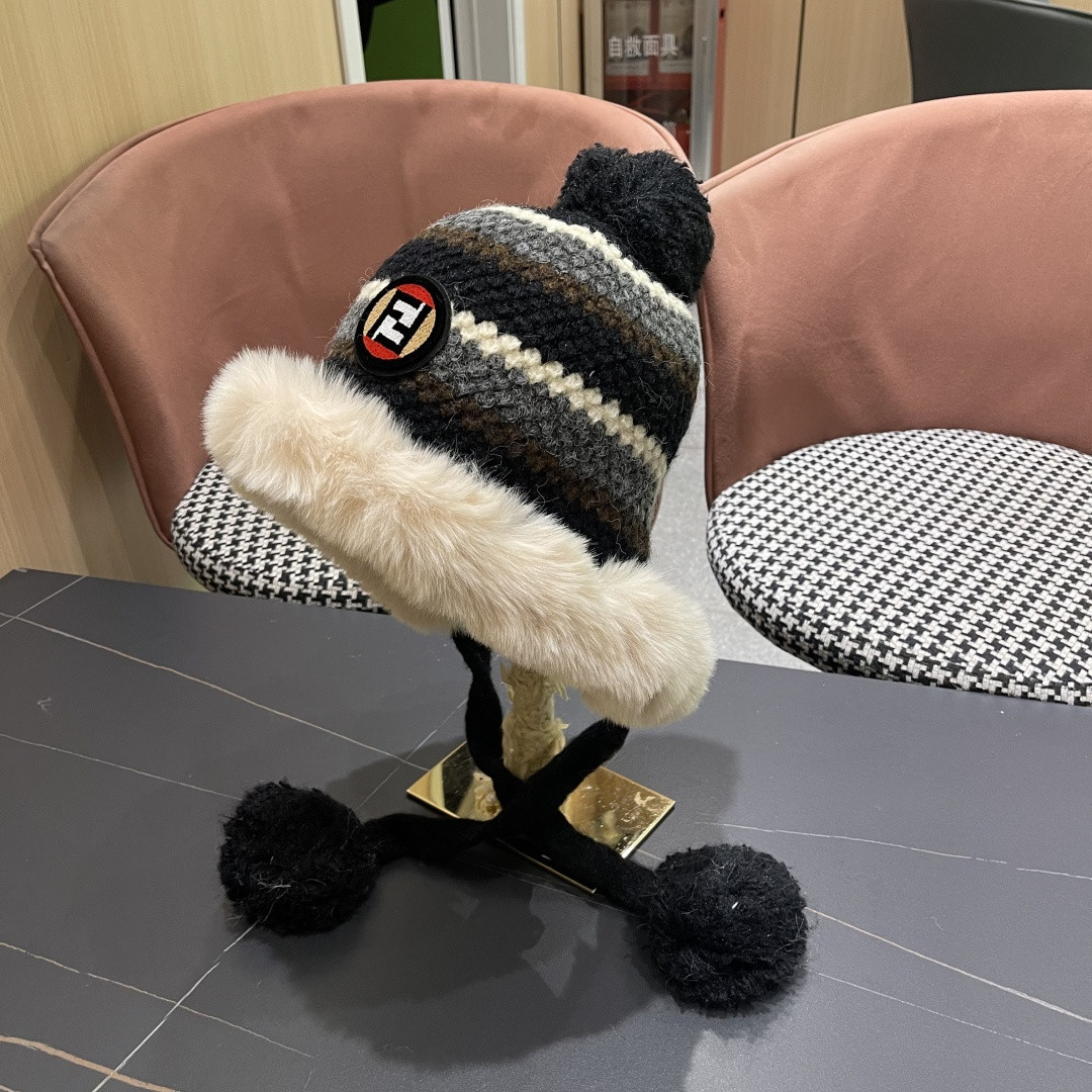 F**di knit trapper hat