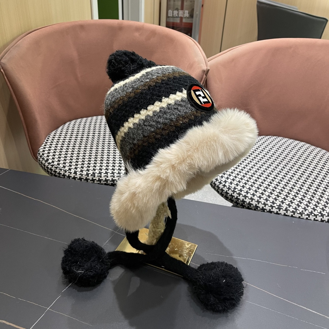 F**di knit trapper hat