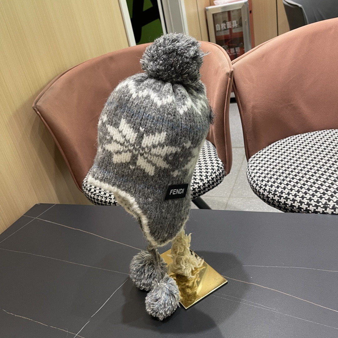 F**di knit trapper hat