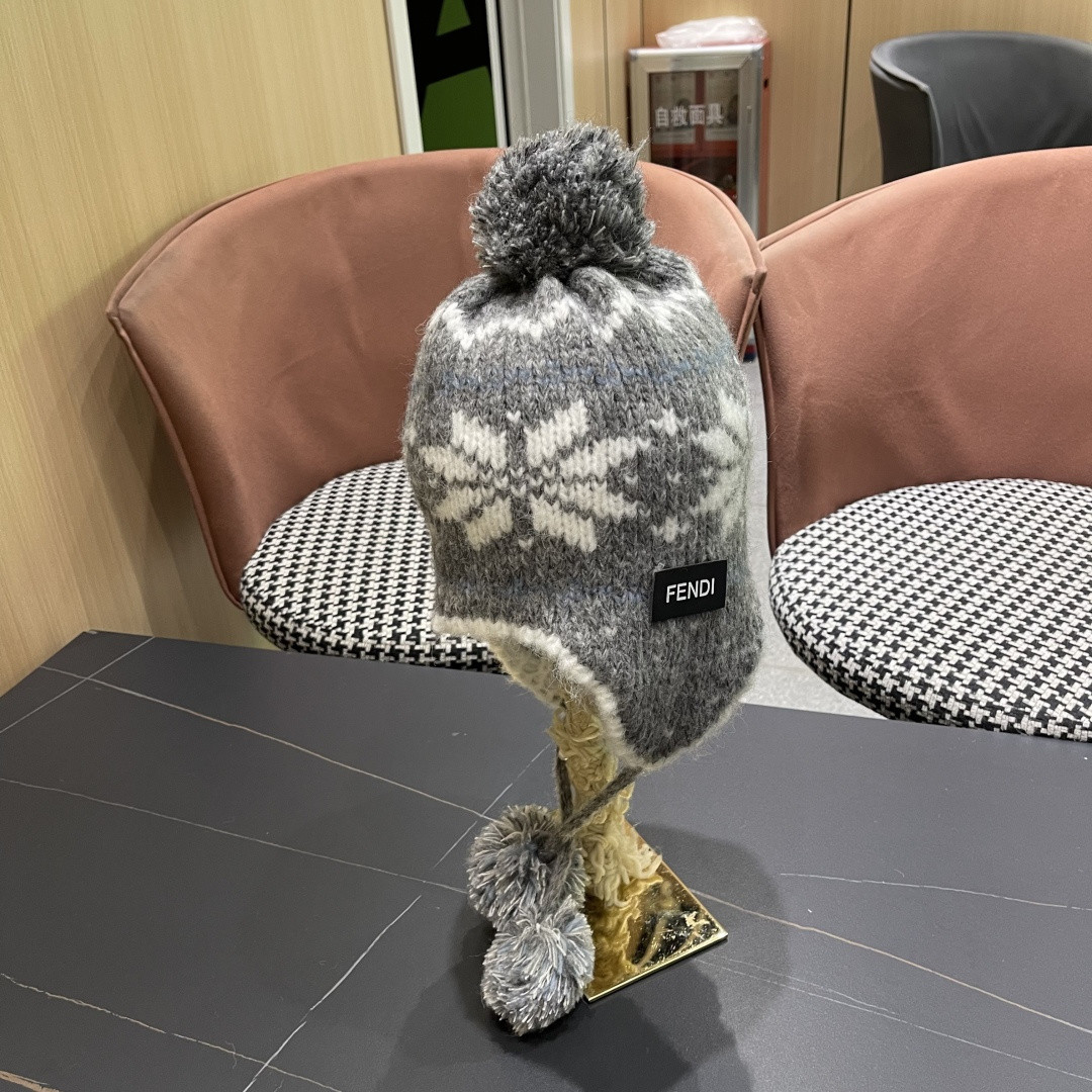 F**di knit trapper hat