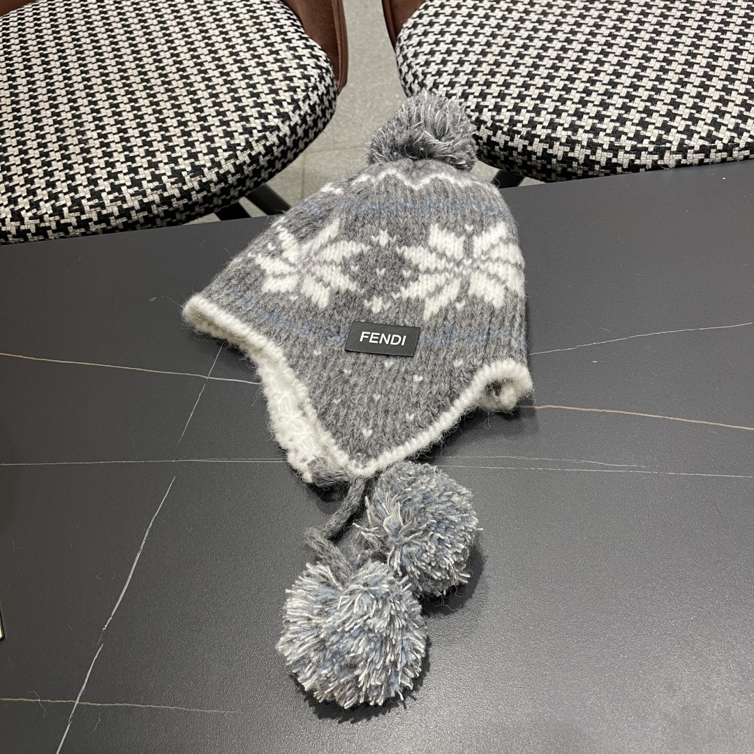 F**di knit trapper hat