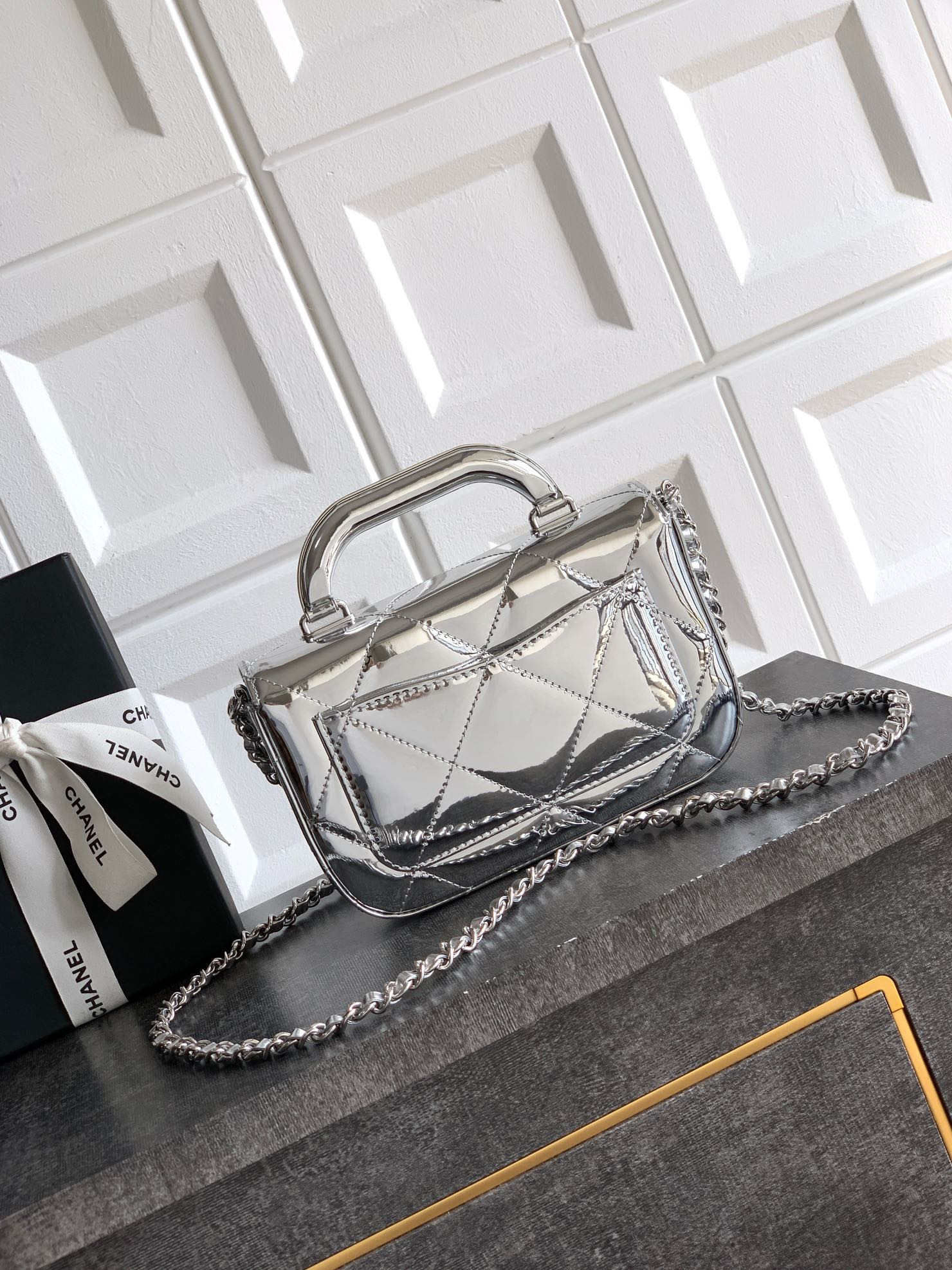 Ch**el Mini Flap Bag with Top Handle 13x18.5x4.5cm