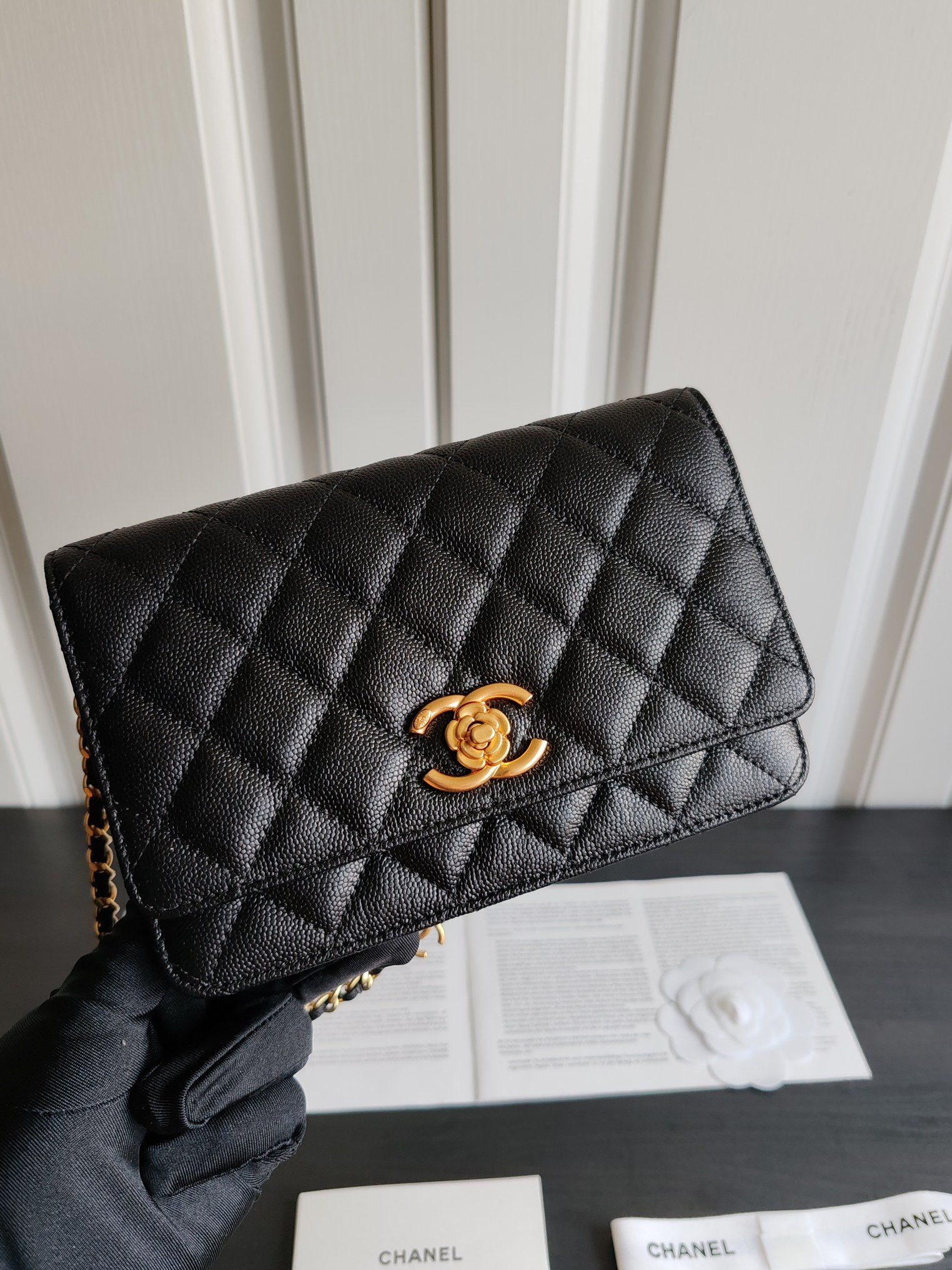 Ch**el WOC CLASSIC WALLET ON CHAIN 13x19cm