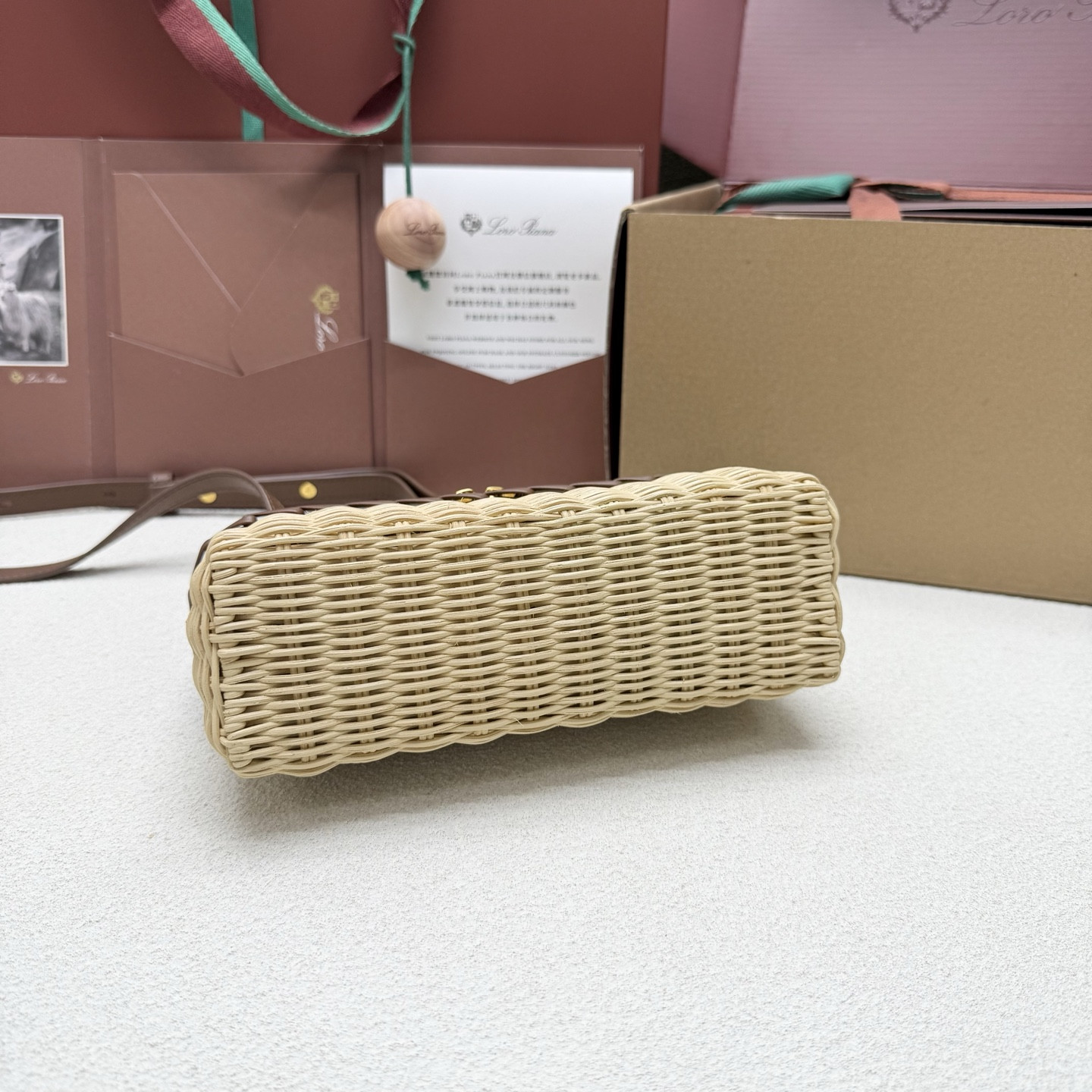 L0r0 P1ana extra pocket l19 wicker bag 19 x 11.5 x 7cm