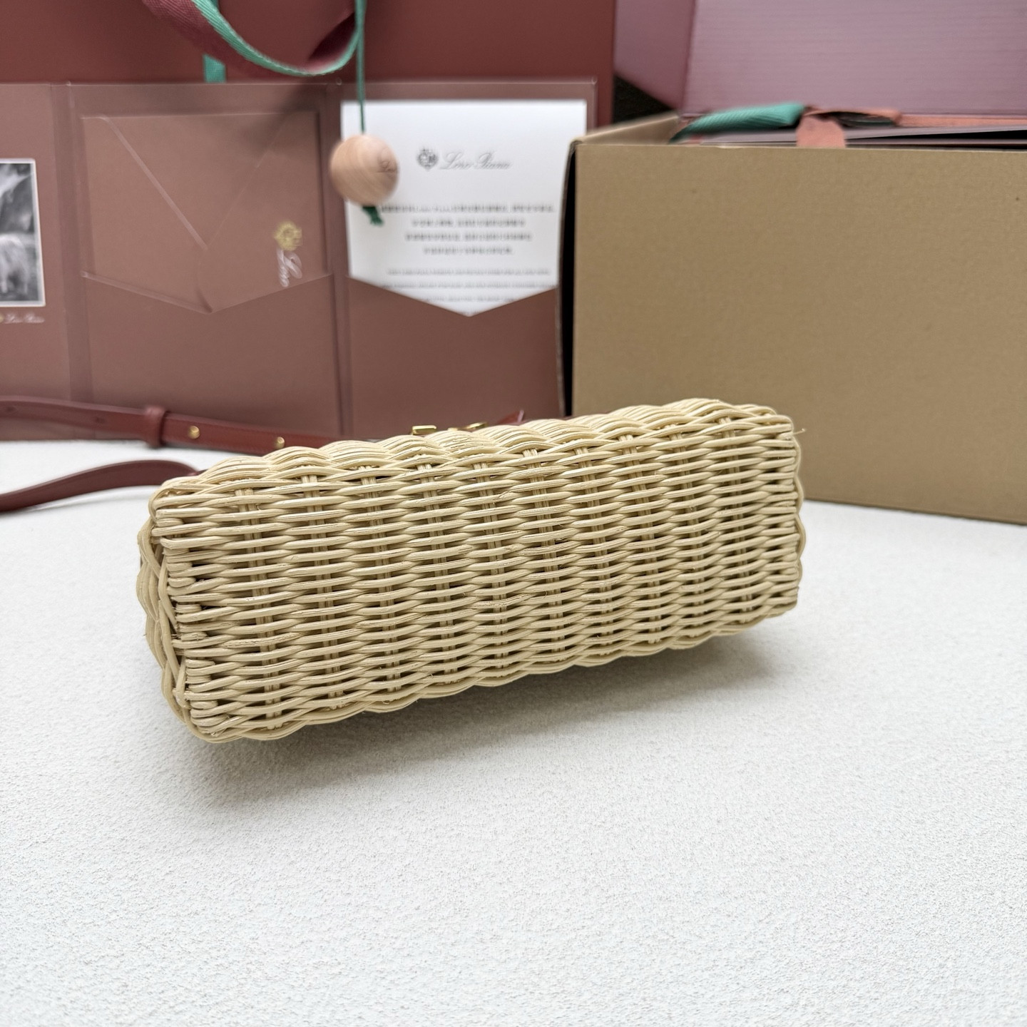 L0r0 P1ana extra pocket l19 wicker bag 19 x 11.5 x 7cm